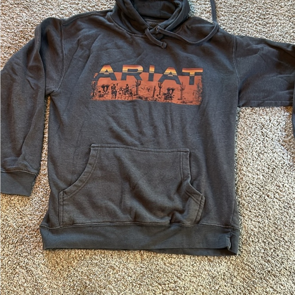 Ariat Men's Charcoal and Orange Graphic Hoodie